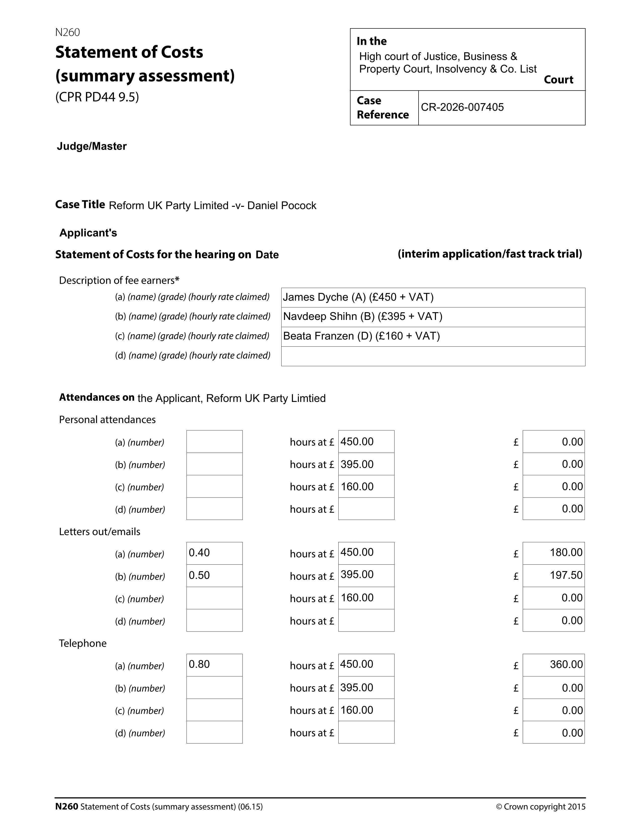 Aston Bond, invoice, Nigel Farage, Reform UK